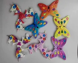 2021 toy Anti-rat pioneer bubble music butterfly unicorn fingertip spinning fan painted top children's pressing toys7734625