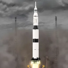 Rocket Rocket Saturn V MOC-122492 مجموعة من مجموعات بناء طرازات تجميع ألعاب الألغاز