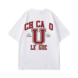 Projektant Chaopai Classic American Casual Sports Retro High Street Brand T-shirt męski trend moda luźna rozmiar plus gruby plus pół rękawy