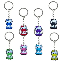 Key Rings Cartoon Keychains Cute Cow Portable Plastic Pendant Decor Keychain Perfect Bag Accessories Drop Delivery Otnqf