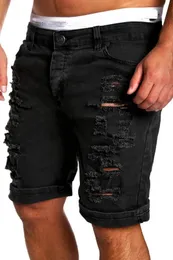 Pantaloncini di moda in denim maschile in denim in denim skinny runway short shor shorts homme ha distrutto jeans strappato più taglia 240325