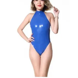 Costumi da bagno da donna S-XXL Plus Size look Catsuit in PVC Hot Sexy Backless Hatler Costumi da bagno bikini con taglio alto Glitter Body Monokini Body Suit jerC24315