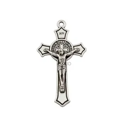 Dangle Chandelier 100Pcs Saint Benedict Medal Jesus Christ Cross Alloy Charm Pendants For Jewelry Making Earring Necklace DIY Accessories 24316