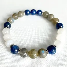 MG0796 Luxury Gemstone Stacking Bracelets Moonstone Kyanite Labradorite Bracelet Crystals Stretch EMF Protection Bracelet213b