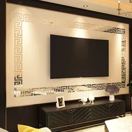100 st labyrint midja akryl spegel vägg klistermärken för vardagsrum diy ram sovrum badrum glas hem dekor 240312