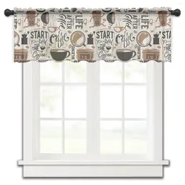 Perde kahve fasulyesi fincan küçük pencere valance şeffaf kısa yatak odası ev dekor voil perdeler