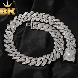 The Bling King 20 mm Big Heavy Cuban Chain Mikro utwardzony 3 rzędy sześcienne cyrkonowe zębowe link Naszyjnik Hiphop Punk Jewelry 240311