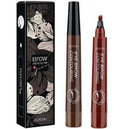 Eyebrow Pen Waterproof Fork Tip Tattoo Long Last Eyebrow Pencil 4 Head Fine Sketch Liquid Eyebrow Enhancer Eye Brow Pencil Lapiz Para Cejas