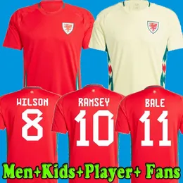 2024 Maglia da calcio Galles BALE WILSON ALLEN RAMSEY 24 25 Tifosi dei giocatori Squadra nazionale Rodon VOKES Maglia da calcio casa 2025 Kit da uomo per bambini Uniformi Maglie da calcio