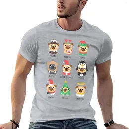 Men's Polos Christmas Pug T-Shirt Edition Kawaii Clothes Mens Graphic T-shirts Funny