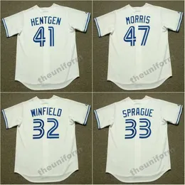 Herren 1979-2001 WILLIE UPSHAW JOE CARTER DAVE WINFIELD FRED McGRIFF PAT HENTGEN JACK MORRIS TOM HENKE Toronto Throwback Baseball Jersey S-5XL