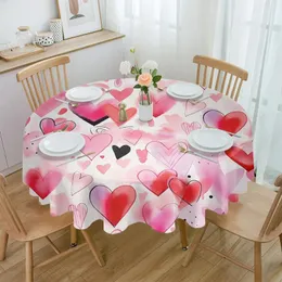 Bordduk Alla hjärtans dag akvarell Kärlek handritad vattentät bordduk dekoration bröllop hem kök matsal runda