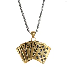 Naszyjniki wiszące poker męski geometryczna karta zabaw ze stali nierdzewnej Lucky Biżuter
