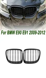 جديد Look Car Grille Grille Grill Front Glosney 2 Line Slat Double Slat for BMW 3 Series E90 E91 2009 2010 2011 2012 Car Tyling9833541