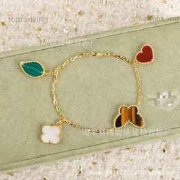 Cleef van Four Leaf Clover Bracelet Designer Bracelet Van Four Leaf Clover Bracelets Bangle Vanly Clef Thick Plated 18K Gold High 버전 네트워크 Red Female Butterfl