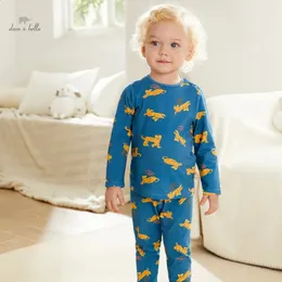 Dave Bella Childrens Boy's Pyjamas Suit Autumn Winter Fashion COMMON COMMENT PRINT Söt Tvådel DB4238182 240312