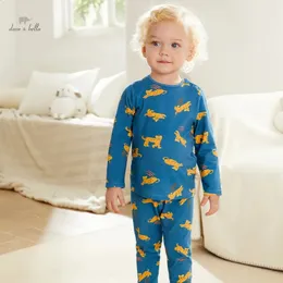 Dave Bella Kinder-Pyjama-Anzug für Jungen, Herbst und Winter, modisch, lässig, Baumwolle, bequem, bedruckt, niedlich, zweiteilig, DB4238182 240312