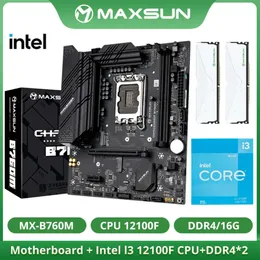 Maxsun New Challenger B760M مع Intel I3 12100F CPU و DDR4 8G*2 3200MHz RAM Motherboard Compo Set DP*2 LGA1700