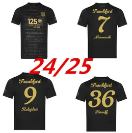 2024-2025 Eintracht Frankfurt 125 Ano Aniversário Kit DFB POKAL FINAL Kit Futebol Jerseys 2024 2025 RODE ACHE Camisa de Futebol Uniforme 125º Ouro Preto 999
