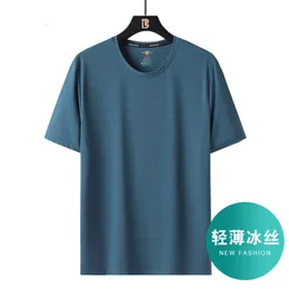 Cool Ice Silk Air Conditioning Clothes Breathable Short Sleeve T-shirt Mens Quick Drying Elastic Large Summer New Half Fashion Dyct