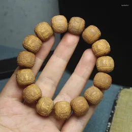 Bracciale con perline in stile antico in legno di sandalo indonesiano, prosperità portata dal drago e dal braccialetto della fenice