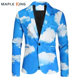Мужские пиджаки Небесные облака 3D блейзеры с принтом Hombre Повседневная деловая вечеринка Свадебное платье Вечернее пальто Мужской пиджак Homme 4XL 240309