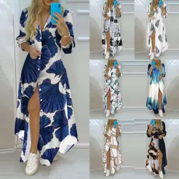 2024 Neue Mode Druck Kragen Langarm Hemd Sexy Kleid