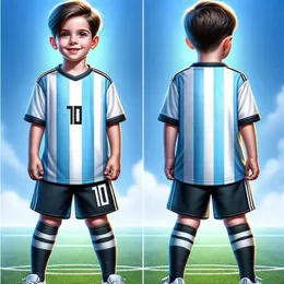 Meninos camisas de futebol Ronal_do 10 e 7 Jersey para crianças Messi_i camisa de futebol jovem presente crianças 3 peça conjunto 240315