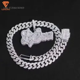 Jóias de moda personalizadas de fábrica Sier RoundBaguette Cut VVS Moissanite Hiphop Double-Deck 3D Carta Pingente para colar