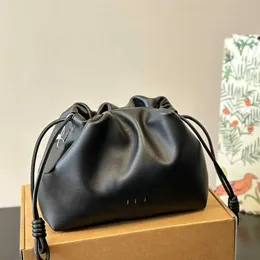 Designer Drawstring Bag Black Handbag Women Fashion Shoulder Bag Luxury Tote Bag Flamenco Purse Crossbody Wallet Top Cowhide äkta läderdame Handväskor