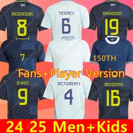 Skottland 24 25 Soccer Jersey New 2024 Euro Cup National Team 2025 Football Shirt Kids Kit Set Home Navy Blue Away White 150 Years Anniversary Special Robertson