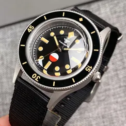 Zegarek 40 mm retro 50-fathoms tandorio 20atm automatyczny NH35 PT5000 Ruch mężczyzn Watch Black Dial Lume Ceramic Dome Sapphire Glass