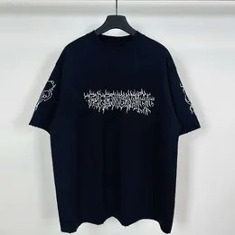 Led Balencigia Track Tasarımcı Kıyafetleri Üçlü S Balanciaga Tshirt Extremehigh Versiyon Paris 24 Springsummer Yeni Alev Big Bletter Baskılı Kısa Kollu Tshirt