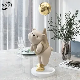 Creative Balloon Polar Bear Resin Ornaments Home Decor Crafts Office Desk Figurines Bookcase Sculpture Craft 240307