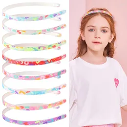 Hair Accessories 10pcs 1cm Sweet Candy Color Headband For Children Glitter Gradient Hairband ABS Wave Pattern Anti-Slip Tooth