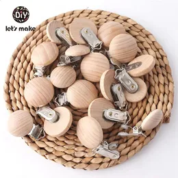 Lets Make 20st Pacifier Clip Making Wood Soother Clip Nursing Accessories Diy Dummy Clip Chains Wood Baby Teether 29*45mm 240308