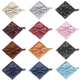 Bow Ties Men Paisley Förbunden bowtie Pocket Square Set Wedding Party Tie Hanky ​​Lot BWTQN0318