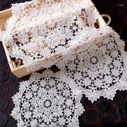 Table Mats Lace Round White Embroidery Place Mat Wedding Kitchen Dish Pad Cloth Drink Placemat Cup Mug Dinner Tea Glass Doily
