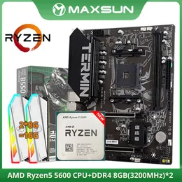 MAXSUN Original AMD B550M with Ryzen 5 5600 CPU Motherboard Set Dual-channel DDR4 RGB RAM 8GBx2 3200MHz M.2 For Computador