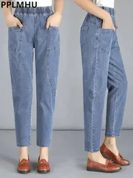 Baggy Mom Harem Anklelength Jeans Women Vintage High Waist Large Size 4xl Denim Pants Casual Spring Vaqueros Korea Loose Jeansy 240307