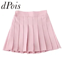 Klänningar barn tennisskortar för flickor fast färg elastisk hög midja skol uniform minikjol med shorts chilldren veckade kjolar