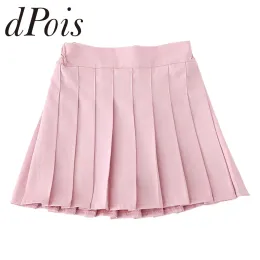 Vestidos infantis skorts de tênis para meninas, cor sólida, elástico, cintura alta, uniforme escolar, mini saia com shorts, saias plissadas