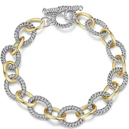 Pulseira de marca famosa moda europeia e americana titânio aço fio torcido DY galvanoplastia RoomGold trançado gancho cabeça pulseira pulseira de zircão