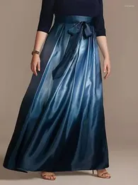 Spódnice Uooze Women Brytyjski styl gradientowy kolor plisowany talia długa 2024 Wiosenna jesień elegancka impreza A-line maxi spódnica
