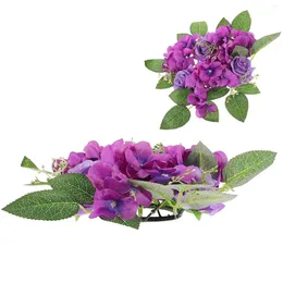 Dekorativa blommor konstgjorda ljusstake Garland krans för pelare heminredning mini ringar rosduk kransar blomma