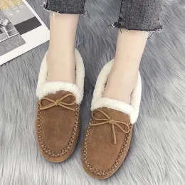 Sapatos 2022 Mulheres Moccasins Slippers Falta Faux Slip em Felas Fluffy Sofos Fuzzy Mocassins Outdoor Mocassins Aquecedores