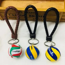 Keychains Leather Rope Woven Volleyball Keychain Ball Key Holder Gifts Car Keyring Chains Bag Backpack