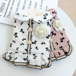 Dog Apparel Princess Dress Clothes Cotton Skirt For Dogs Clothing Pet Outfits Cute Autumn Winter Thermal Yorkies Print White Girl Chien