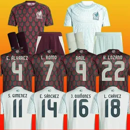 2024 2025 México Camisa de futebol Home Away 24 25 RAULCHICHARIT LOZANO DOS SANTOS Clube Camisa de futebol Kit infantil H.LOZANO Conjuntos masculinos Uniformes Torcedores Versão do jogador