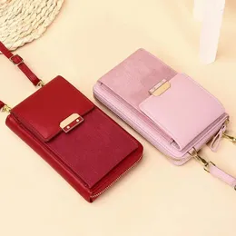Axelväskor kvinnor messenger väska pu läder skarvning crossbody mobiltelefon mynt plånbok koreansk stil lås liten fyrkantig koppling handväska